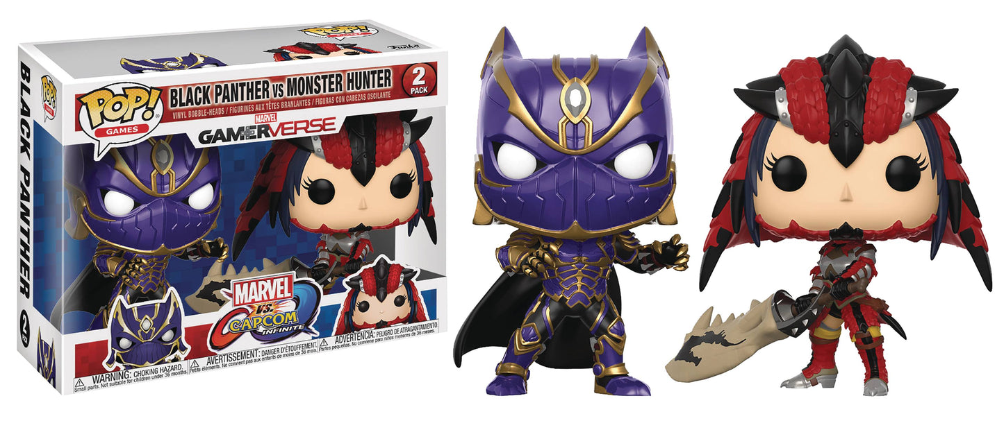 Pop Marvel Vs Capcom Black Panther Vs Monster Hunter 2-Pack Vinyl Fig