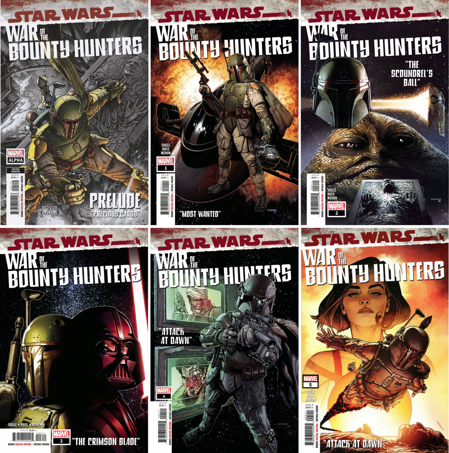 Star Wars War Bounty Hunters #1 - #5 + Alpha CF COLL Mix Cvrs
