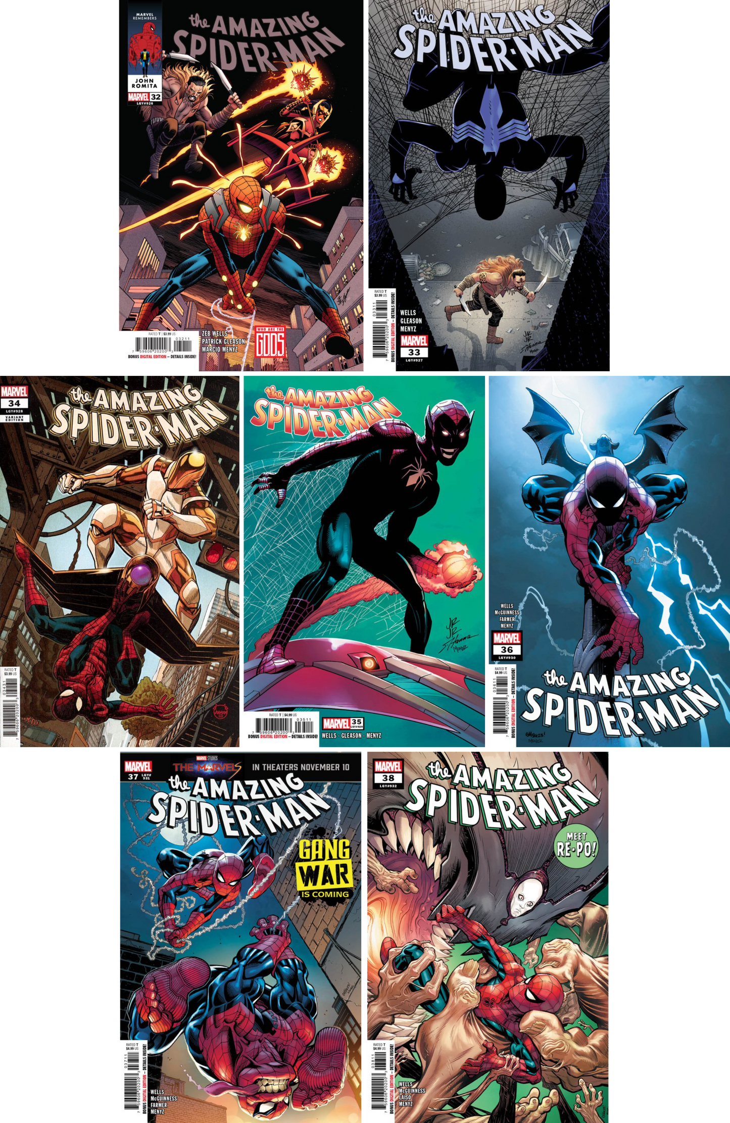 Amazing Spider-Man (2022) #32- #38 CF COLL Mix Cvrs