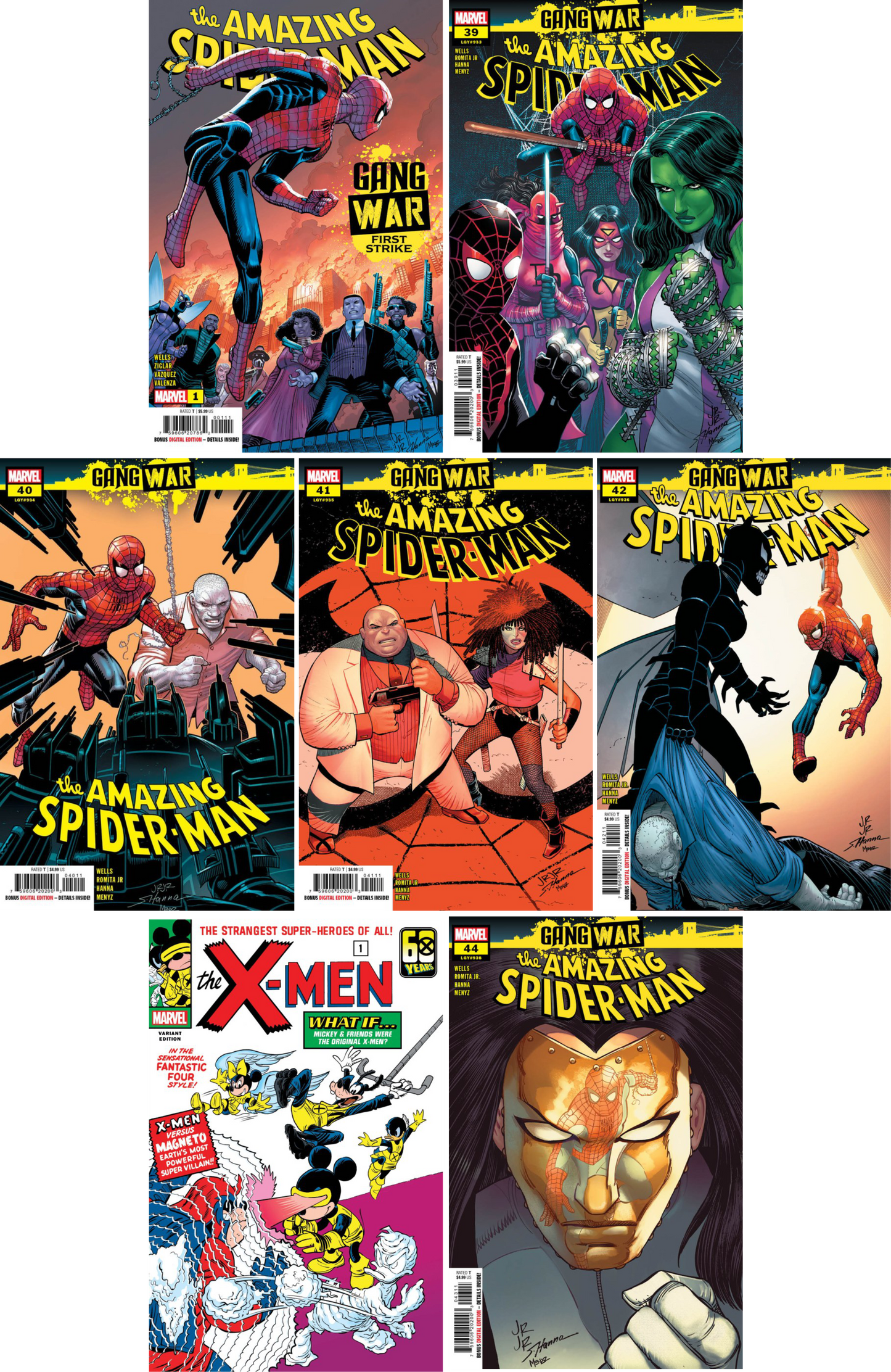 Amazing Spider-Man (2022) #39 - #44 + Gang War First Strike Prelude CF COLL Mix Cvrs