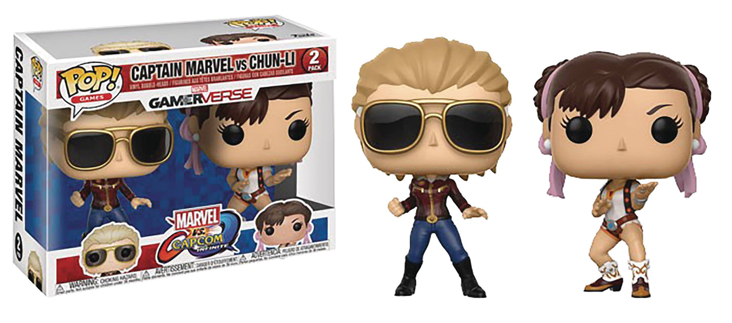 Pop Marvel Vs Capcom Captain Marvel Vs Chun-Li 2-Pack Vinyl Fig