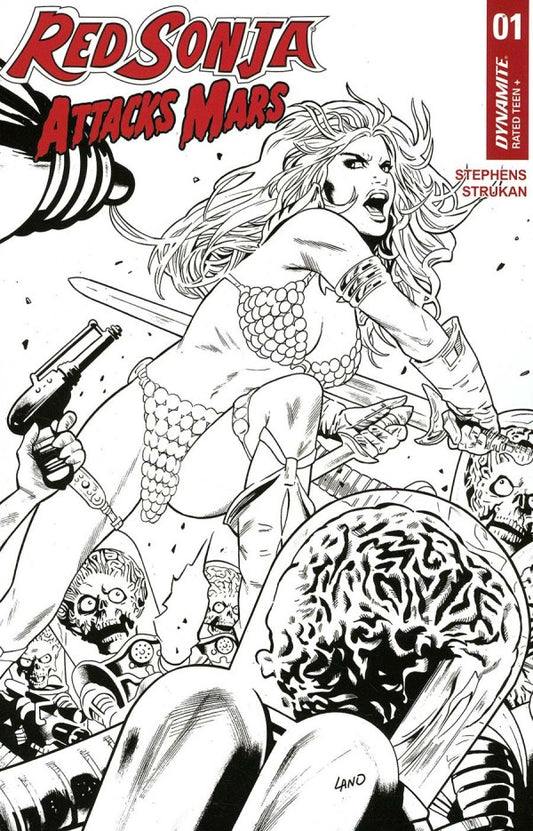 Red Sonja Attacks Mars #1 CvrL 1:7 Ratio Greg Land B&W Line Art Variant