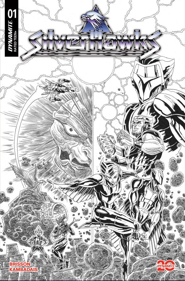Silverhawks #1 Cvr Za 1:30 Ratio James Stokoe B&W Line Art Variant